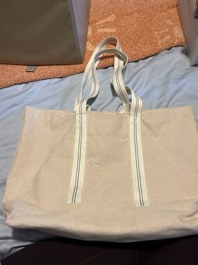 Universal Thread Cream Canvas Tote with White Straps